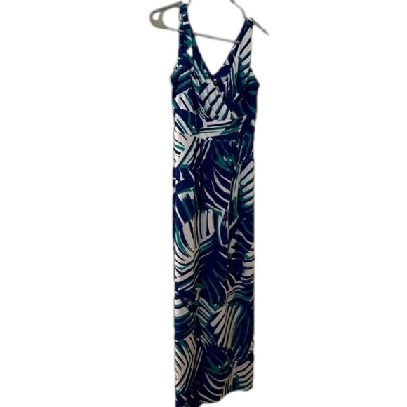 Chaps maxi dress tropical leaves green and blue size XS - Picture 1 of 3